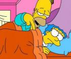 Yatakta Homer ve Marge